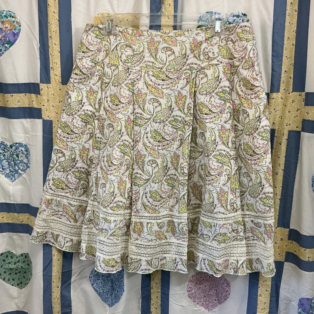 Oscar de la Renta Paisley Lace Tiered Skirt Women's Size 12 Romantic Cottagecore